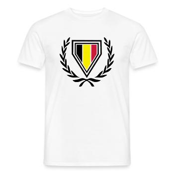Belgium (Coat of Arms & laurel wreath) - Men's T-Shirt - white - Front - AI Model Male 178 dark (178cm)