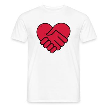 Hand in hand heart red - Men's T-Shirt - white - Front - AI Model Male 178 dark (178cm)