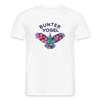 Oiseaux et fleurs colorés - T-shirt homme - blanc - Devant - AI Model Male 178 dark (178cm)