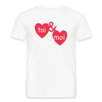 st valentin design,toi moi - T-shirt homme - blanc - Devant - AI Model Male 178 dark (178cm)