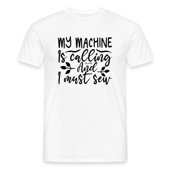 31 MA MACHINE APPELLE ET JE DOIS COUDRE - T-shirt homme - blanc - Devant - AI Model Male 178 dark (178cm)
