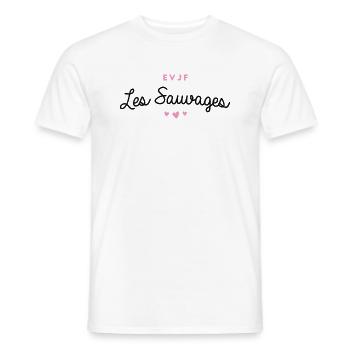 T-shirt EVJF "Les Sauvages" - T-shirt homme - blanc - Devant - AI Model Male 178 dark (178cm)