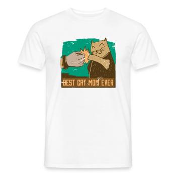 Best cat Mom Ever - T-shirt homme - blanc - Devant - AI Model Male 178 dark (178cm)
