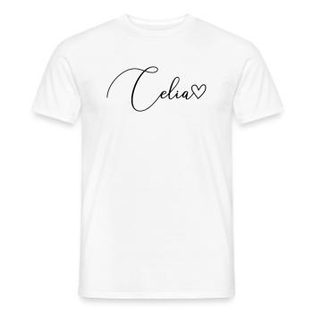 Celia Nom Prénom Fille - T-shirt homme - blanc - Devant - AI Model Male 178 dark (178cm)