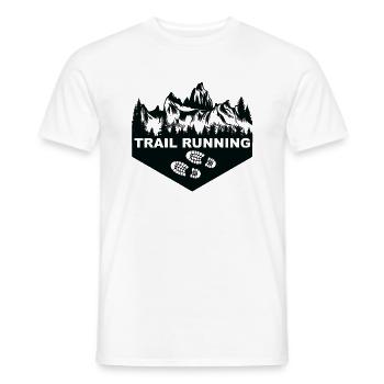 Trail Run Ultra Trail Running Mountain Trekking Running - Men's T-Shirt - white - Front - AI Model Male 178 dark (178cm)