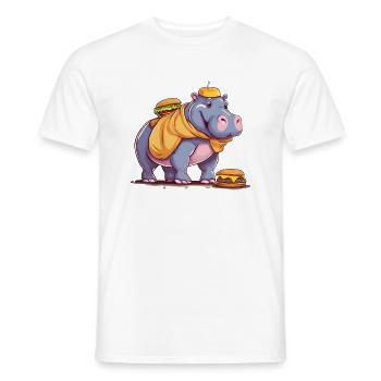 Hippopotame Burger Buddy T-shirt - T-shirt homme - blanc - Devant - AI Model Male 178 dark (178cm)