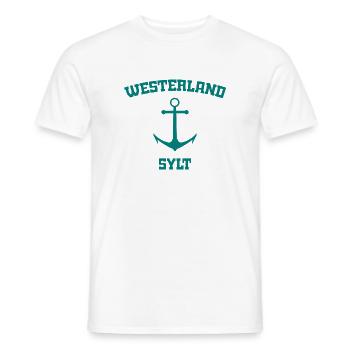 Westerland - Sylt - Nordsee - Anker - Möwe - Insel - Männer T-Shirt - Weiß - Vorne - AI Model Male 178 dark (178cm)