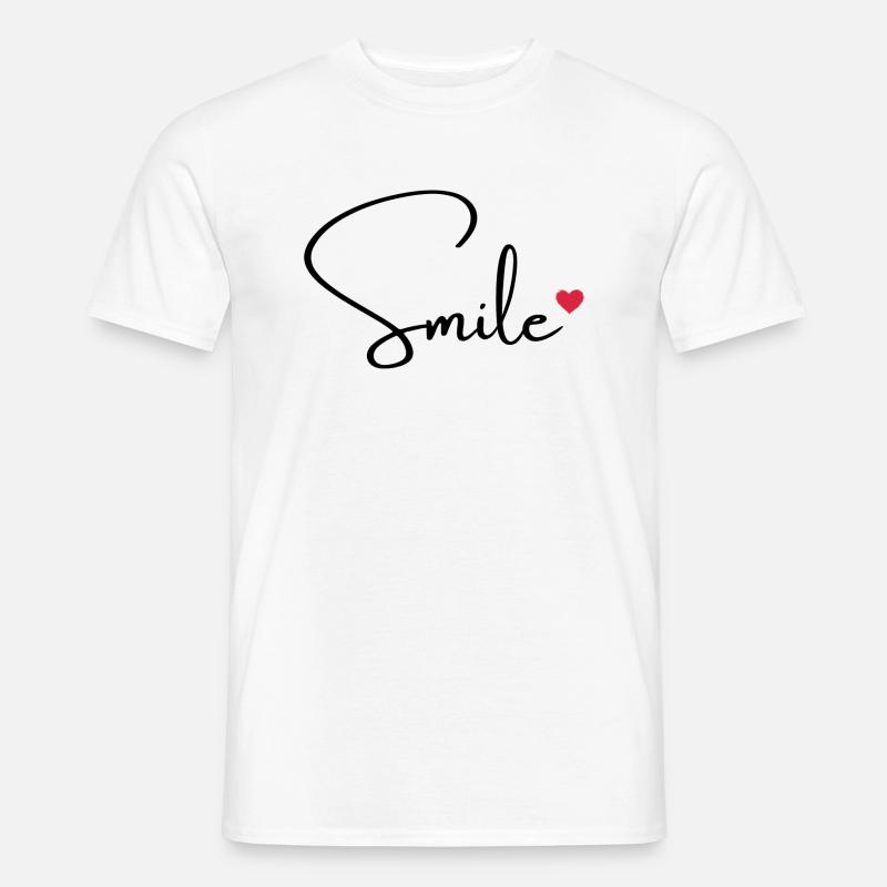 Smile Pullover/Hoodie mit Herz - Männer T-Shirt - Weiß