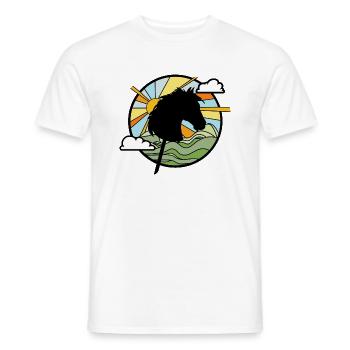 cheval de loisir- cheval de loisir - cheval sur un bâton - T-shirt homme - blanc - Devant - AI Model Male 178 dark (178cm)