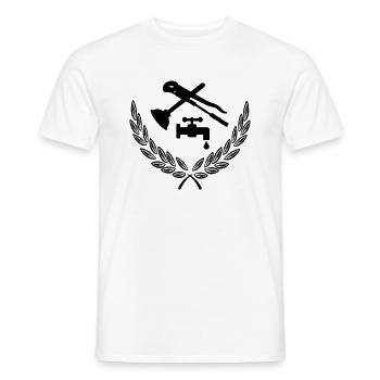 Drain Cleaner, Water Pump Wrench, Plumber, Laurel Wreath - Men's T-Shirt - white - Front - AI Model Male 178 dark (178cm)