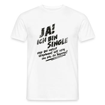 Ja ich bin Single Shirt schwarz - Männer T-Shirt - Weiß - Vorne - AI Model Male 178 dark (178cm)