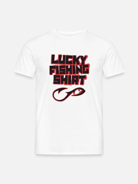 Lucky Fishing Shirt Angler Angeln - Männer T-Shirt - Weiß