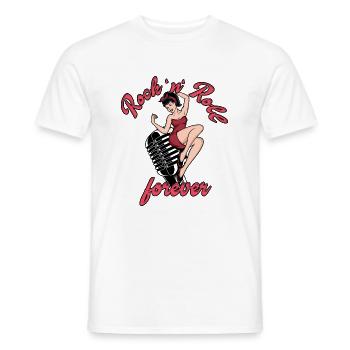 Rock n Roll pour toujours Vintage Girl Rocknroll - T-shirt homme - blanc - Devant - AI Model Male 178 dark (178cm)