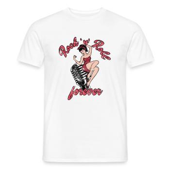Rock n Roll pour toujours Vintage Girl Rocknroll - T-shirt homme - blanc - Devant - AI Model Male 178 dark (178cm)