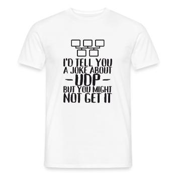 A joke about UDP but you might not get it - T-shirt homme - blanc - Devant - AI Model Male 178 dark (178cm)