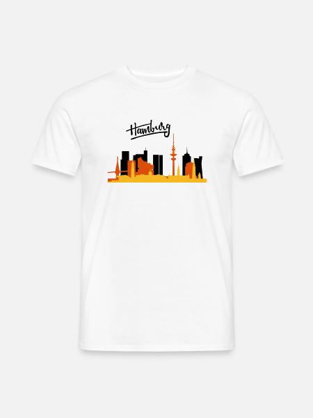 Hamburg skyline - Männer T-Shirt - Weiß