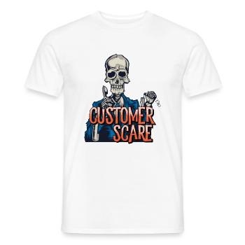 Customer Scare Care Zombie Phone Halloween - Men's T-Shirt - white - Front - AI Model Male 178 dark (178cm)