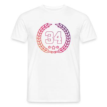 34 Number of wreath - Men's T-Shirt - white - Front - AI Model Male 178 dark (178cm)