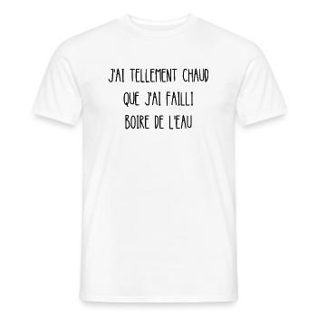 j'ai tellement chaud - T-shirt homme - blanc - Devant - AI Model Male 178 dark (178cm)