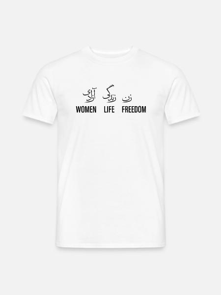 Women Life Freedom linear schwarz - Männer T-Shirt - Weiß