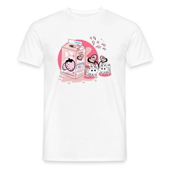 Strawberry Milkshake Cardboard Pink Funny Japanese - Men's T-Shirt - white - Front - AI Model Male 178 dark (178cm)