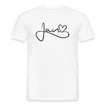 Jan Surname First Name Heart Decor - Men's T-Shirt - white - Front - AI Model Male 178 dark (178cm)