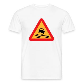 Rutsch-Auto-Warnschild - Männer T-Shirt - Weiß - Vorne - AI Model Male 178 dark (178cm)