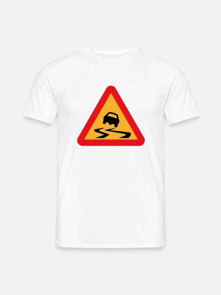 Rutsch-Auto-Warnschild - Männer T-Shirt - Weiß