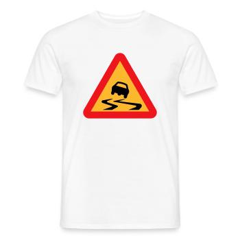 Slippery Road Car Warning - Men's T-Shirt - white - Front - AI Model Male 178 dark (178cm)