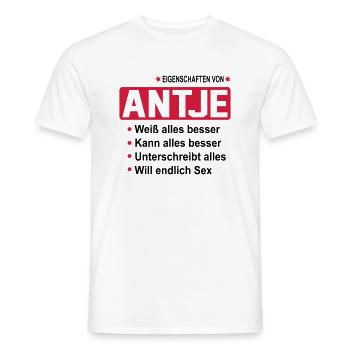 antje - Männer T-Shirt - Weiß - Vorne - AI Model Male 178 dark (178cm)