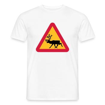 Reindeer warning sign - Men's T-Shirt - white - Front - AI Model Male 178 dark (178cm)