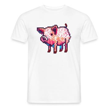 8 bit pig in retro pixel graphic - Men's T-Shirt - white - Front - AI Model Male 178 dark (178cm)