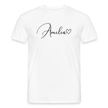 Amilia Nom Prénom Fille - T-shirt homme - blanc - Devant - AI Model Male 178 dark (178cm)