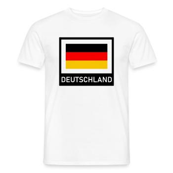 Deutschland Flagge mit Schriftzug - Männer T-Shirt - Weiß - Vorne - AI Model Male 178 dark (178cm)