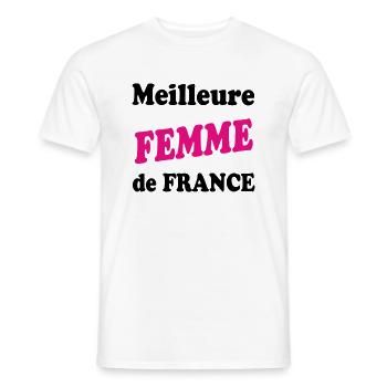 Meilleure FEMME de france - T-shirt homme - blanc - Devant - AI Model Male 178 dark (178cm)