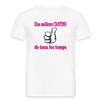Meilleure TANTINE DE TOUS LES TEMPS - T-shirt homme - blanc - Devant - AI Model Male 178 dark (178cm)