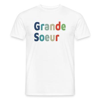 naissance, grande soeur, grande fille - T-shirt homme - blanc - Devant - AI Model Male 178 dark (178cm)