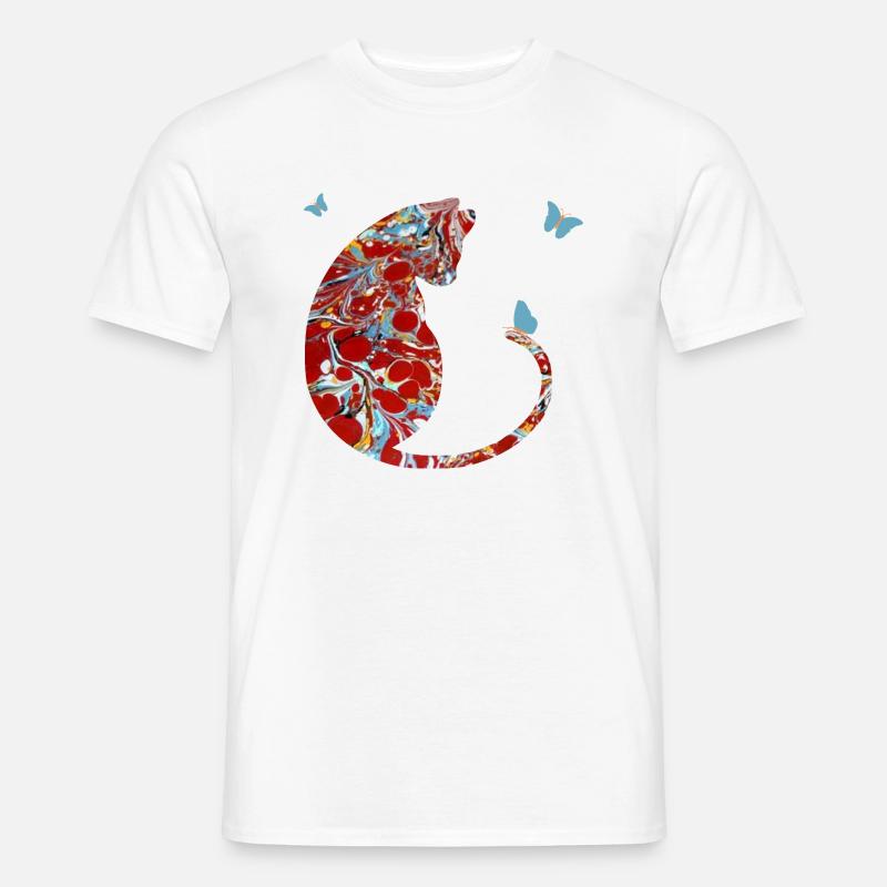 Cat with Butterfly E 251 - Men’s T-shirt - white