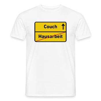 „Couch vor Hausarbeit“- T-Shirt - Männer T-Shirt - Weiß - Vorne - AI Model Male 178 dark (178cm)