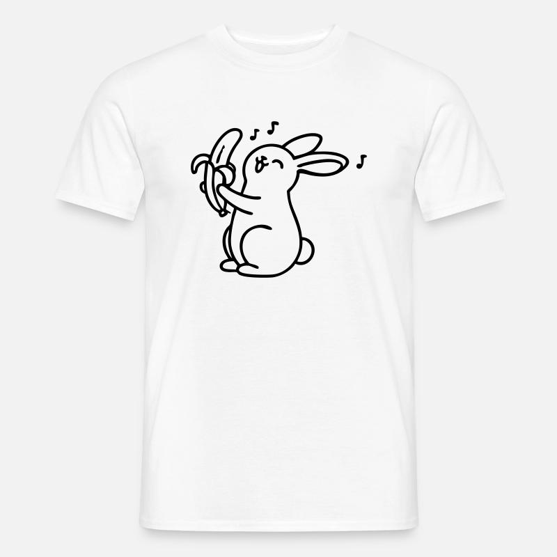 singender Hase mit Banane - Männer T-Shirt - Weiß
