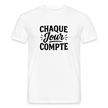 ''JEDER TAG ZÄHLT'' Design - Männer T-Shirt - Weiß - Vorne - AI Model Male 178 dark (178cm)