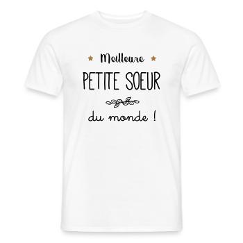Meilleure petite seur du monde vecteur - T-shirt homme - blanc - Devant - AI Model Male 178 dark (178cm)