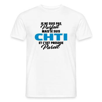 Pas parfait mais chti - T-shirt homme - blanc - Devant - AI Model Male 178 dark (178cm)
