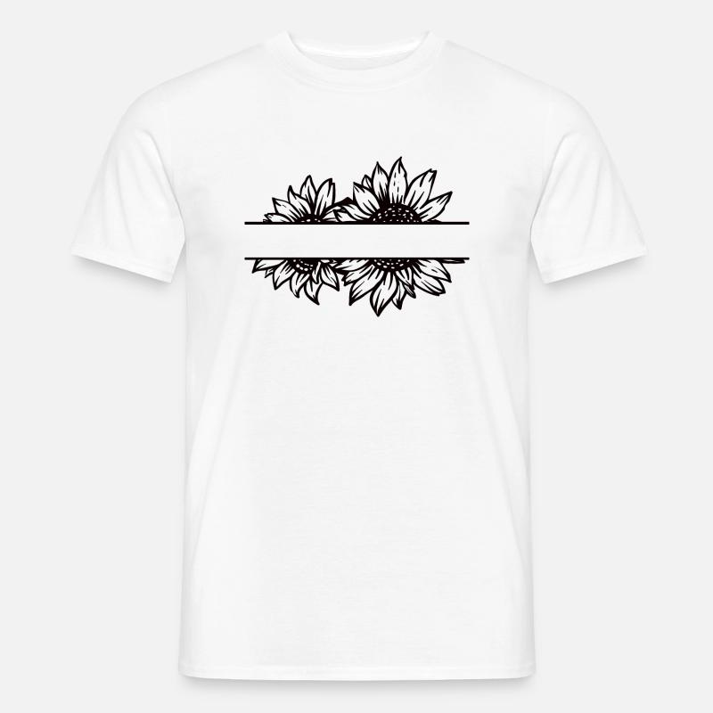 Doppel Sonnenblume split schwarz - Männer T-Shirt - Weiß