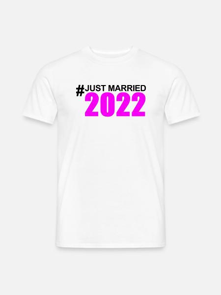 Just Married 2022 Hashtag - Männer T-Shirt - Weiß