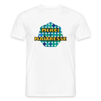 MERCI. THANKS. THANK YOU. ANNIVERSAIRE. NAISSANCE. - T-shirt homme - blanc - Devant - AI Model Male 178 dark (178cm)