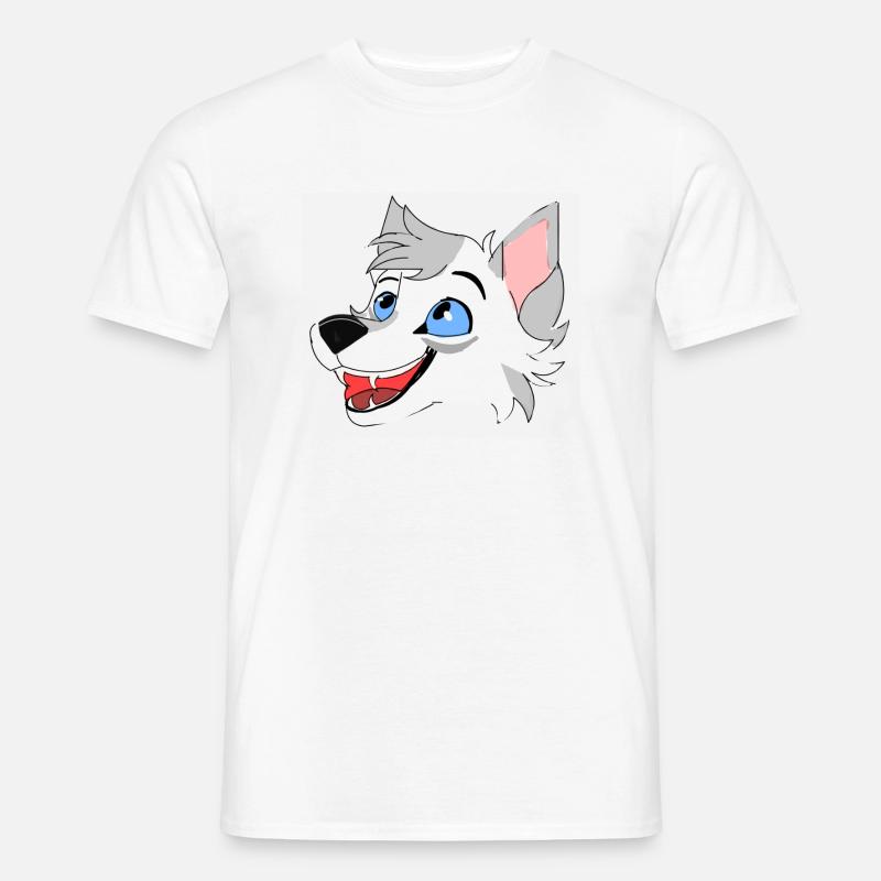 Lächelnder Wolf - Männer T-Shirt - Weiß