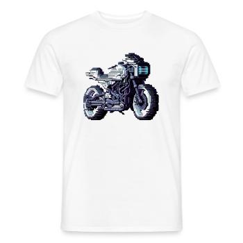 La saison moto a depuis longtemps commencé en 8 bits - T-shirt homme - blanc - Devant - AI Model Male 178 dark (178cm)