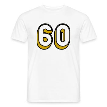 60 YEARS. 60TH ANNIVERSARY. BIRTHDAY 60 YEARS. 60 - Men's T-Shirt - white - Front - AI Model Male 178 dark (178cm)