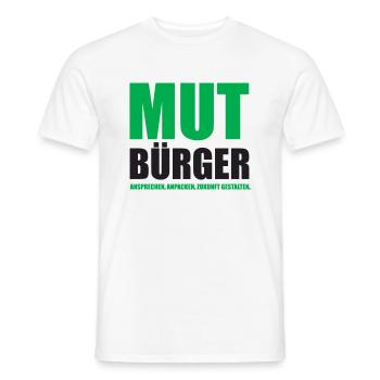 Mutbürger - Ansprechen Anpacken Zukunft Gestalten - Männer T-Shirt - Weiß - Vorne - AI Model Male 178 dark (178cm)